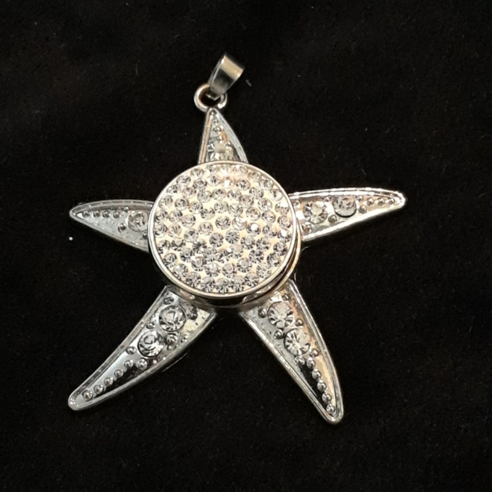 Silver Tone Starfish Snap Pendant